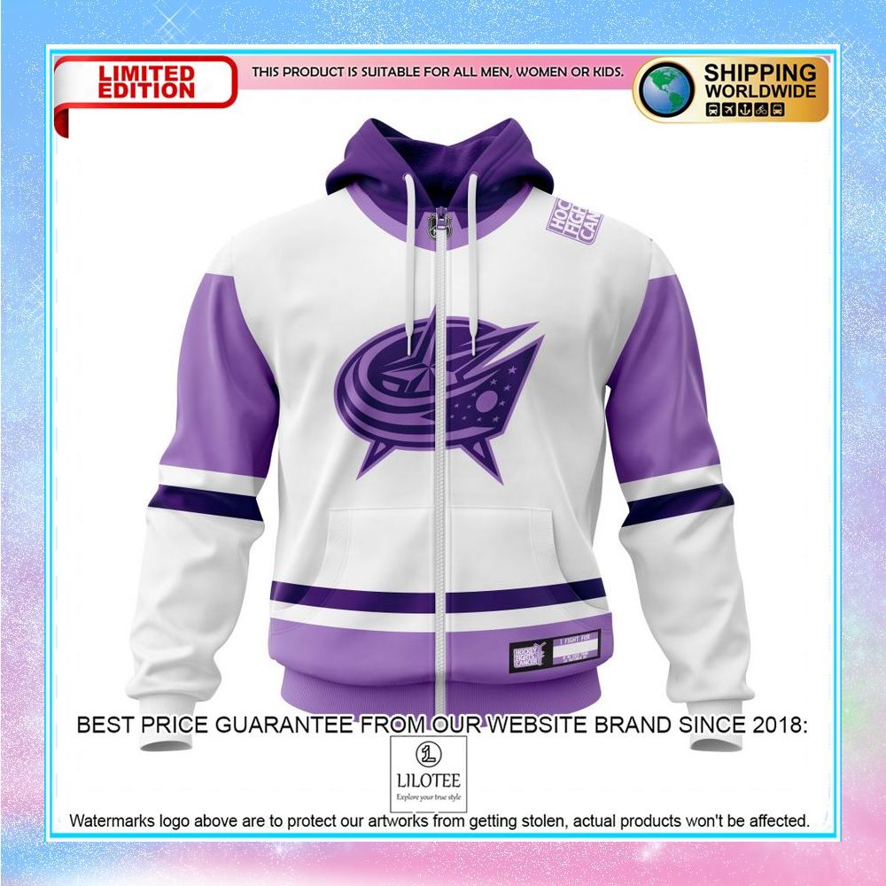 personalized nhl columbus blue jackets 2021 fights cancer shirt hoodie 2 948