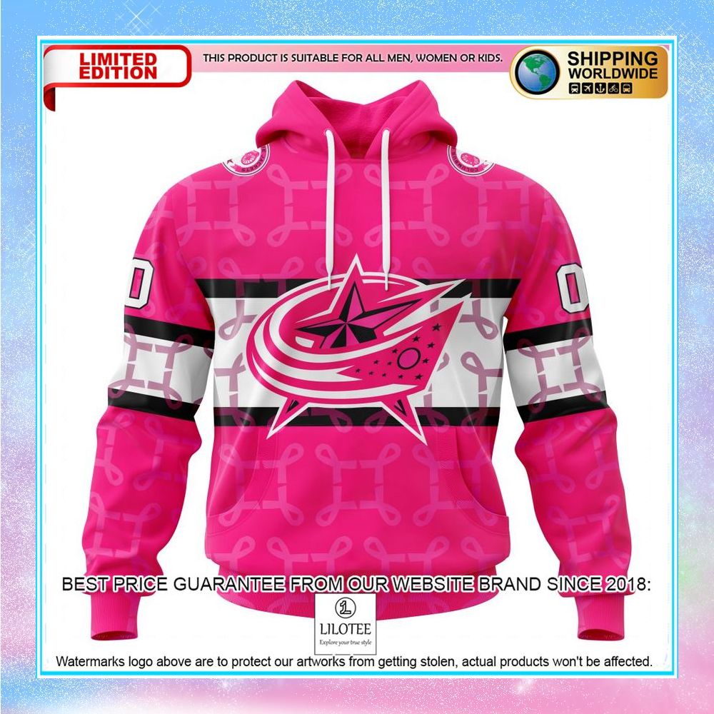 personalized nhl columbus blue jackets breast cancer shirt hoodie 1 532
