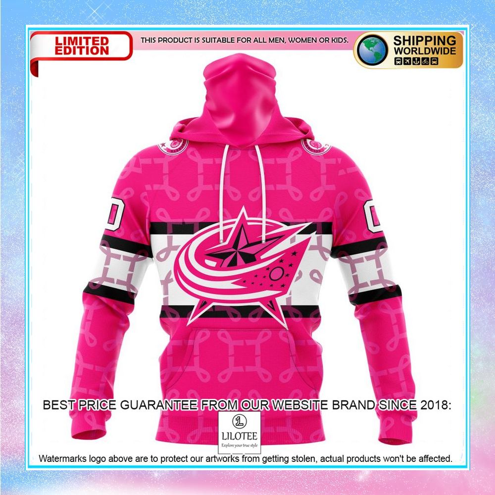 personalized nhl columbus blue jackets breast cancer shirt hoodie 4 13