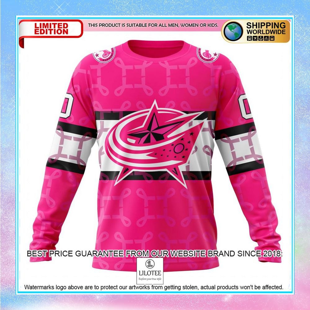 personalized nhl columbus blue jackets breast cancer shirt hoodie 6 32