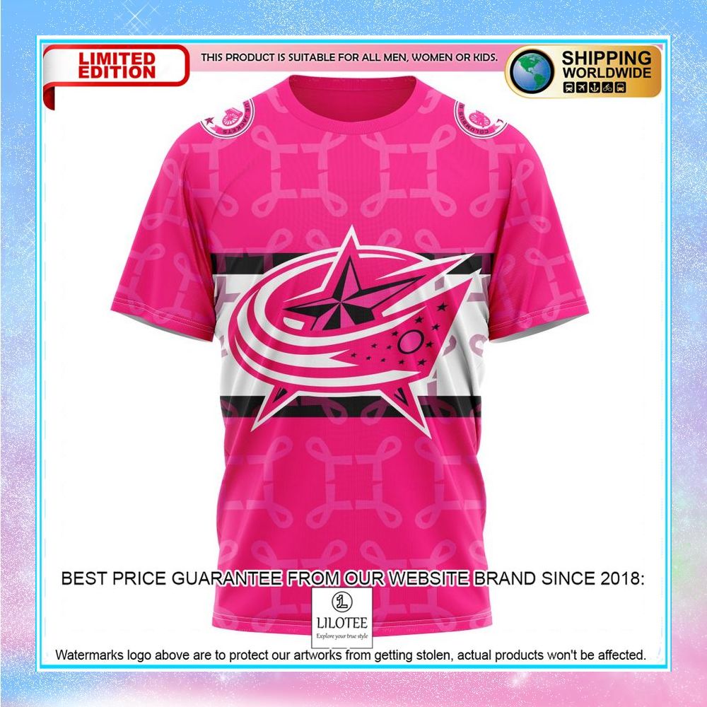 personalized nhl columbus blue jackets breast cancer shirt hoodie 8 101