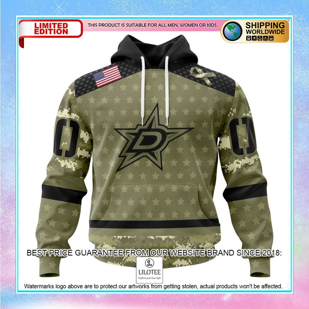 personalized nhl dallas stars camo military appreciation shirt hoodie 1 774
