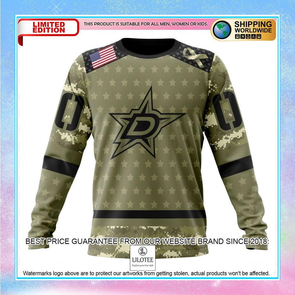 personalized nhl dallas stars camo military appreciation shirt hoodie 6 374