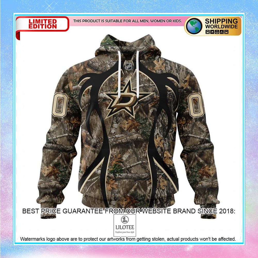 personalized nhl dallas stars hunting realtree camo shirt hoodie 1 723