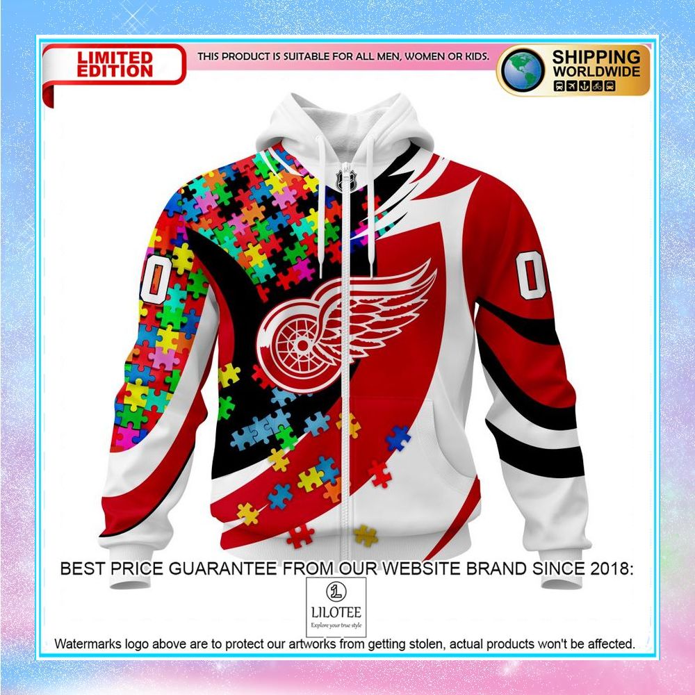 personalized nhl detroit red wings autism awareness shirt hoodie 2 307