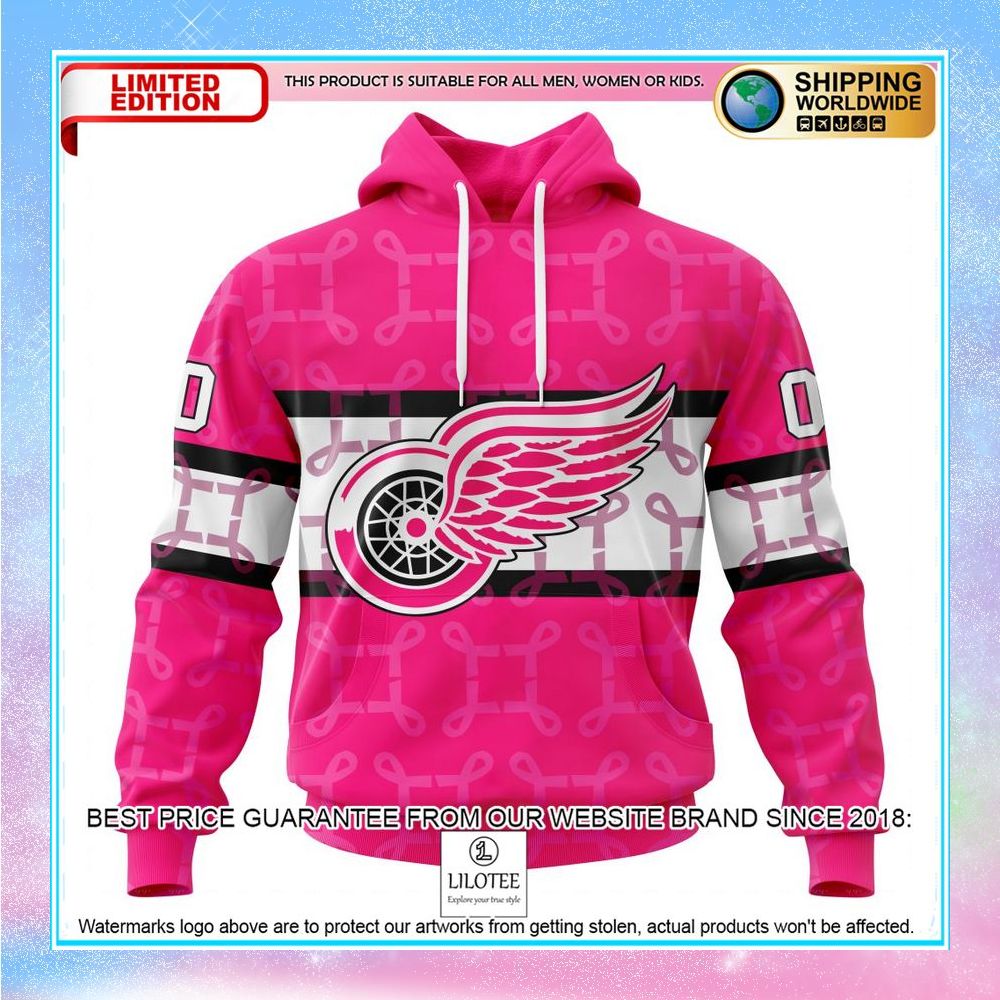 personalized nhl detroit red wings breast cancer shirt hoodie 1 945