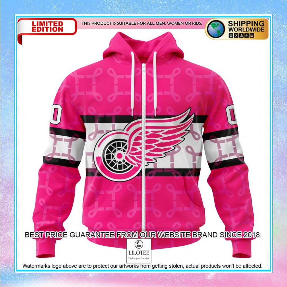 personalized nhl detroit red wings breast cancer shirt hoodie 2 898