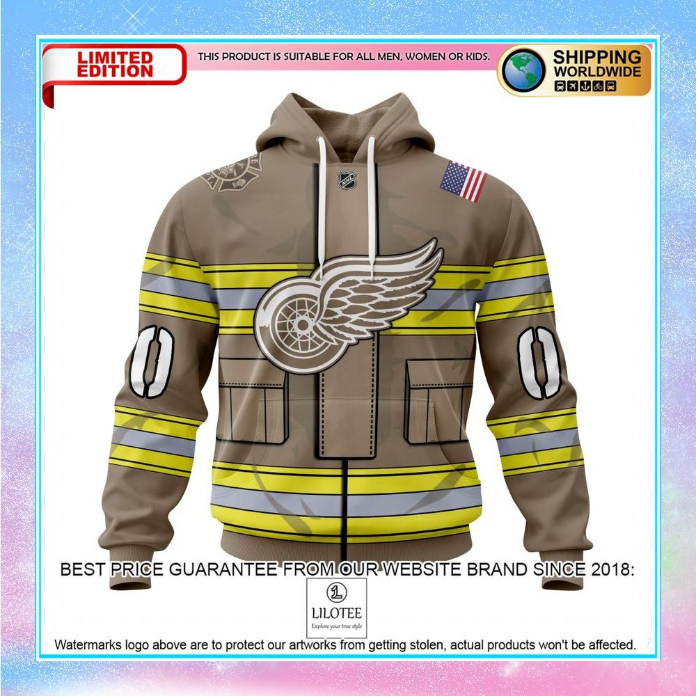 personalized nhl detroit red wings honorr firefighter as hero of the game shirt hoodie 1 555