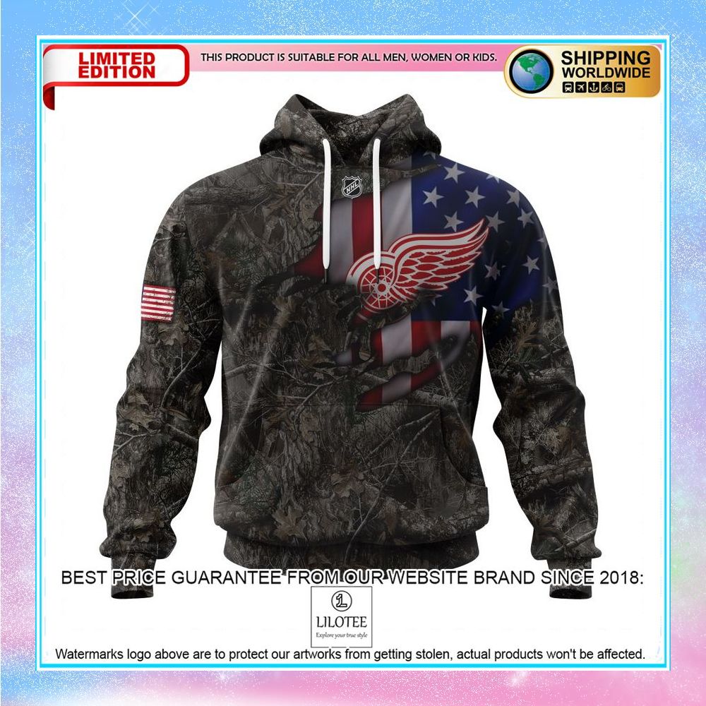 personalized nhl detroit red wings hunting camo realtree shirt hoodie 1 506