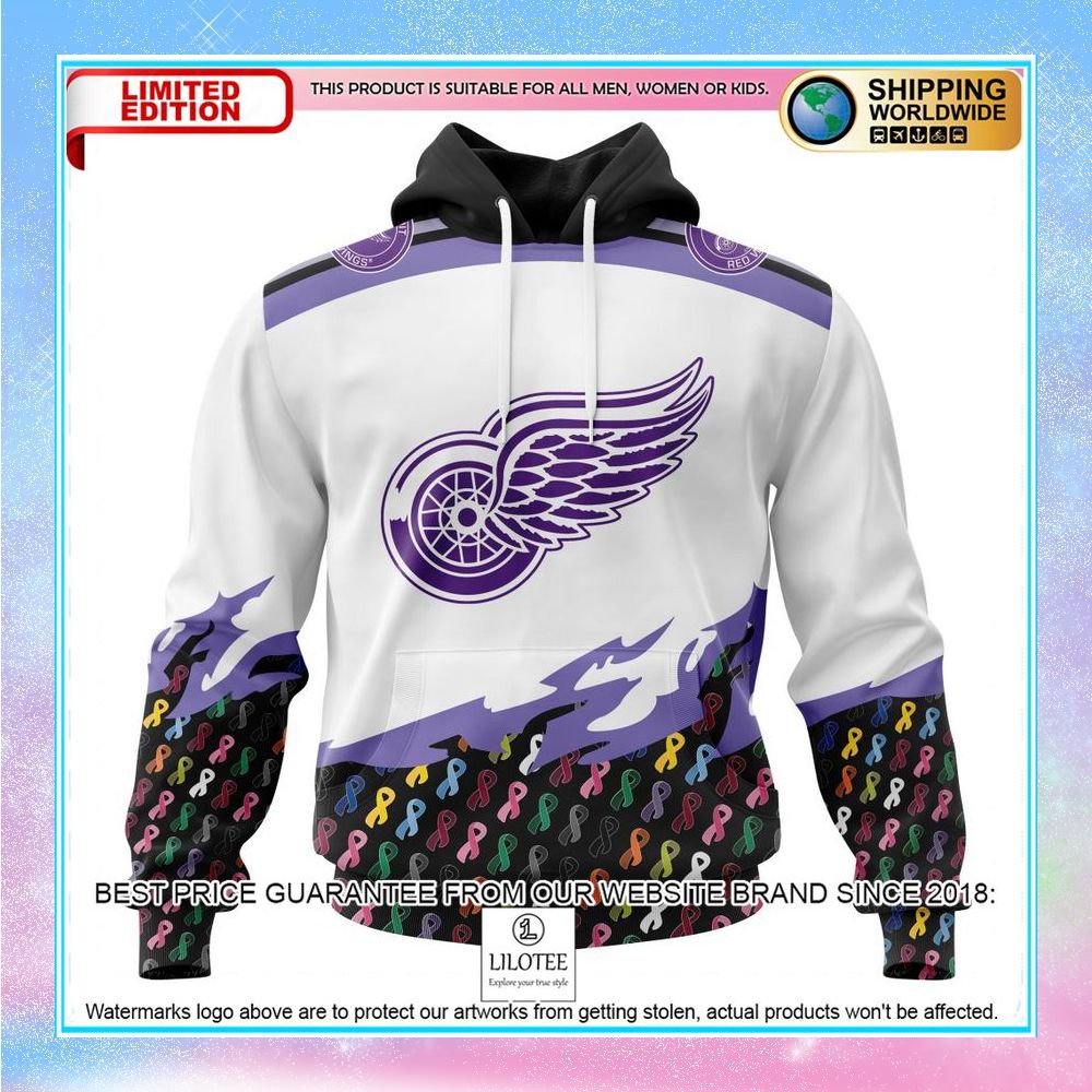 personalized nhl detroit red wings in october we stand together we can beat cancer shirt hoodie 1 195