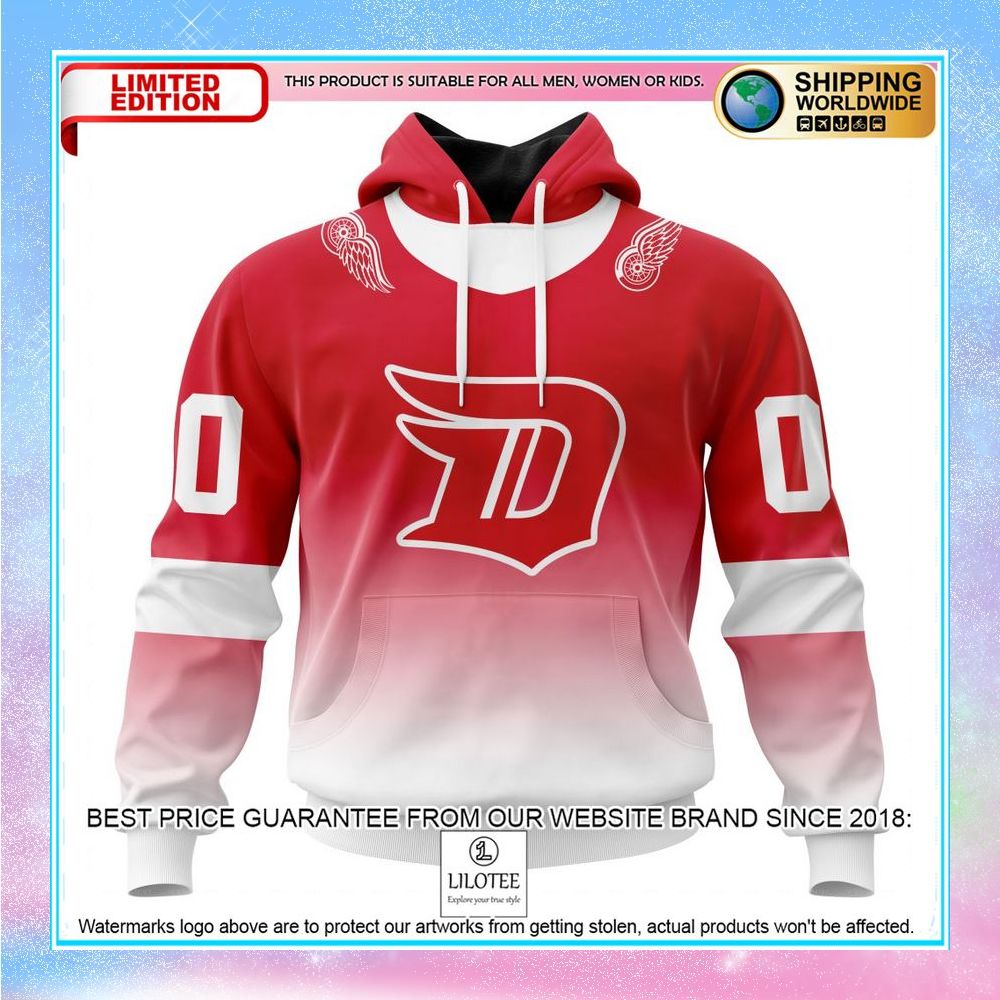 personalized nhl detroit red wings retro gradient design shirt hoodie 1 607
