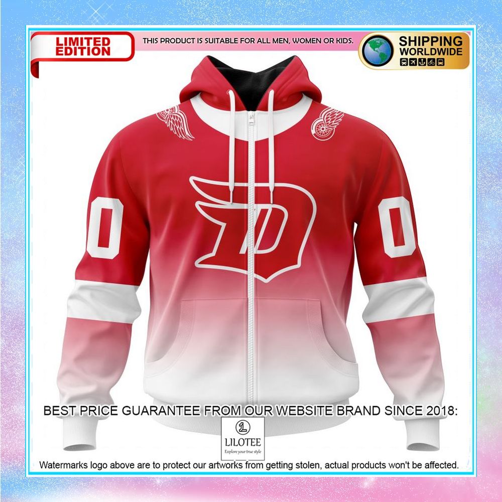 personalized nhl detroit red wings retro gradient design shirt hoodie 2 501