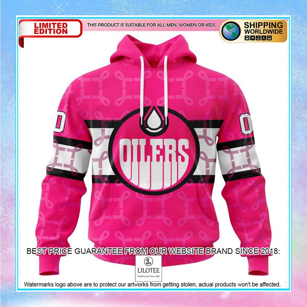 personalized nhl edmonton oilers breast cancer shirt hoodie 1 372