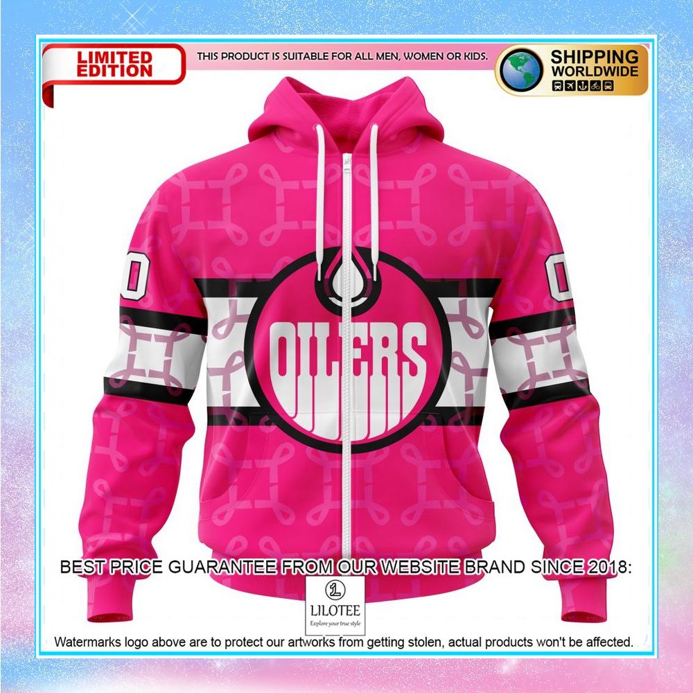 personalized nhl edmonton oilers breast cancer shirt hoodie 2 410
