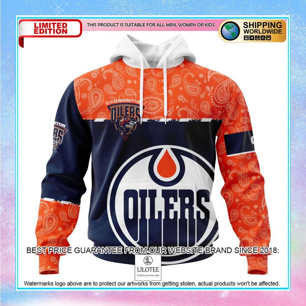 personalized nhl edmonton oilers jersey hockey with paisley shirt hoodie 1 265