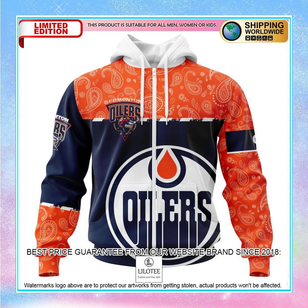 personalized nhl edmonton oilers jersey hockey with paisley shirt hoodie 2 185