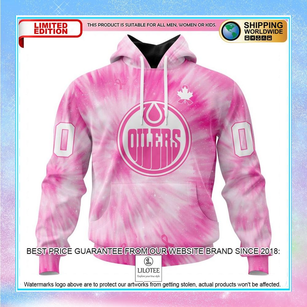 personalized nhl edmonton oilers pink tie dye shirt hoodie 1 632