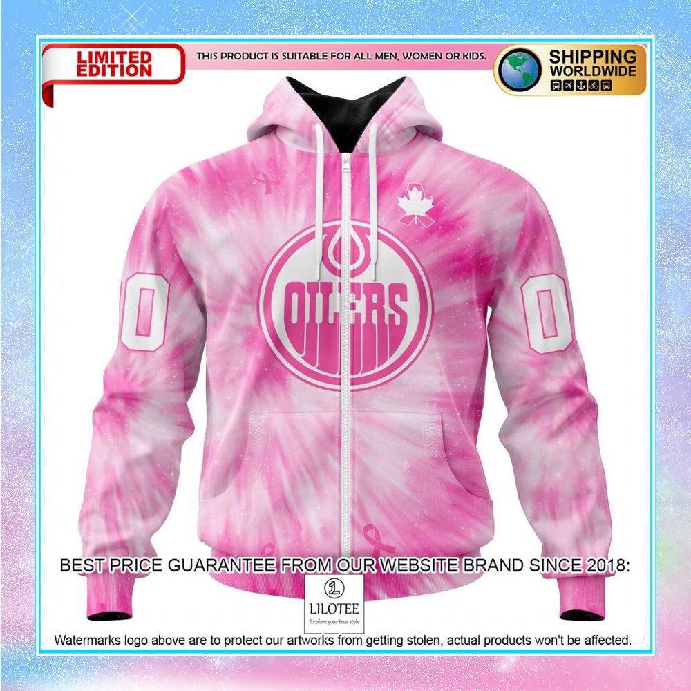 personalized nhl edmonton oilers pink tie dye shirt hoodie 2 935
