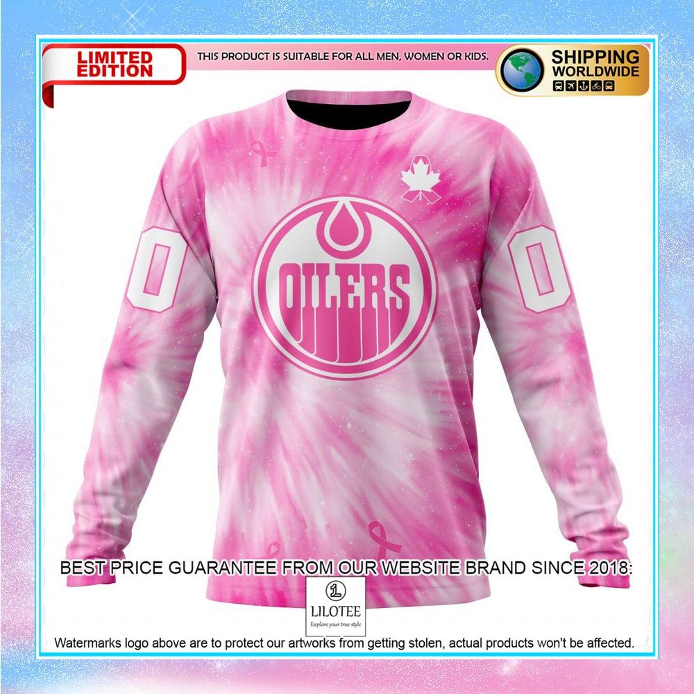 personalized nhl edmonton oilers pink tie dye shirt hoodie 6 610