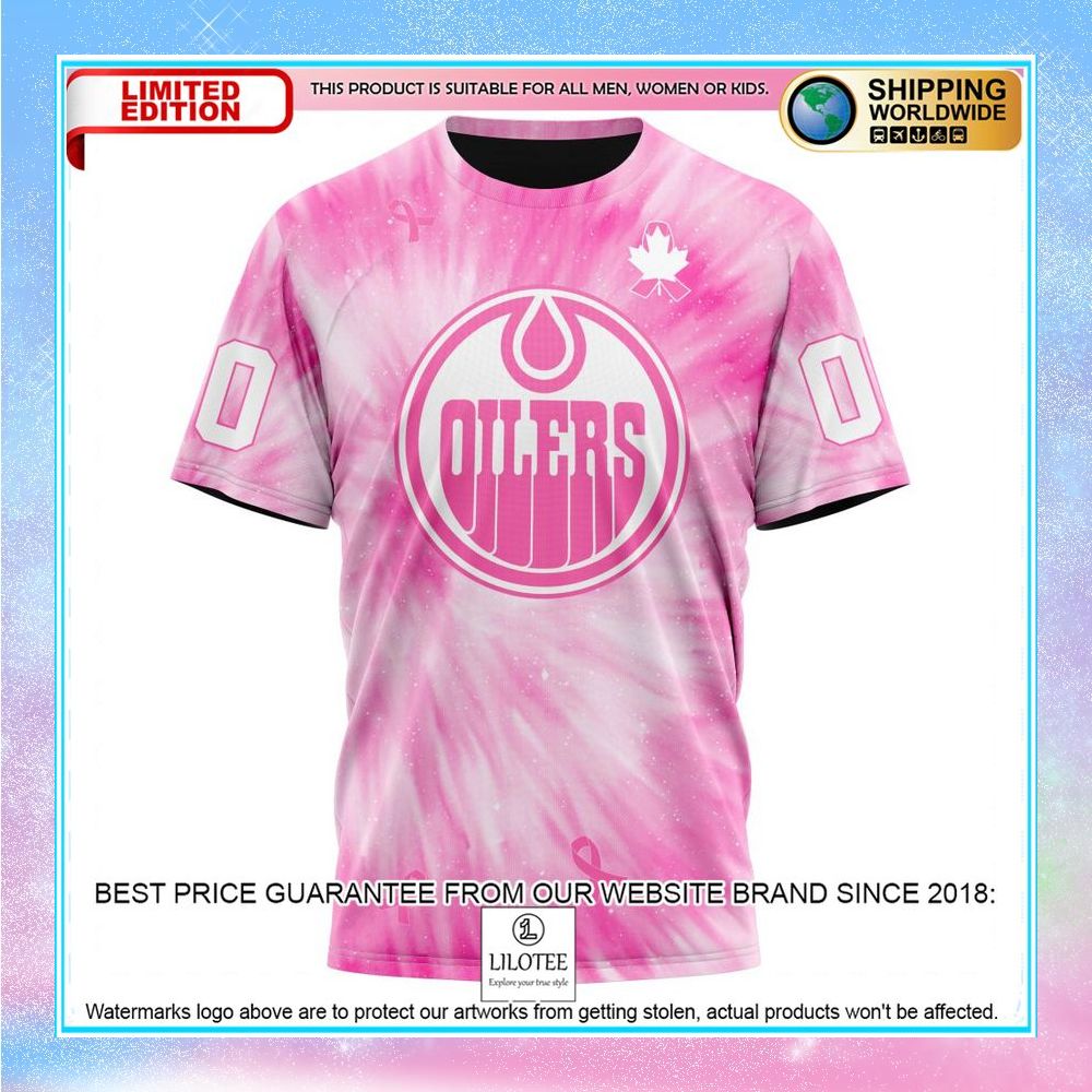 personalized nhl edmonton oilers pink tie dye shirt hoodie 8 607