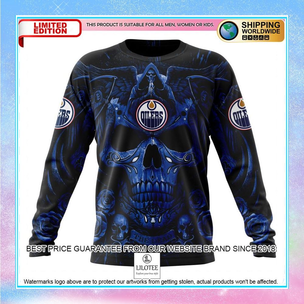 personalized nhl edmonton oilers skull art shirt hoodie 6 363