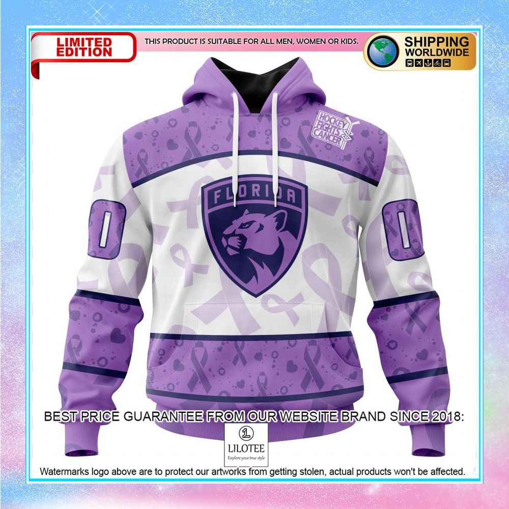 personalized nhl florida panthers lavender fight cancer shirt hoodie 1 339