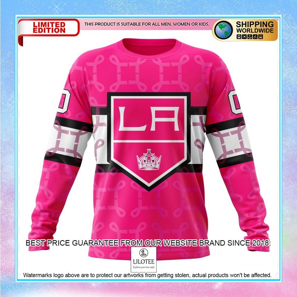 personalized nhl los angeles kings breast cancer shirt hoodie 6 500