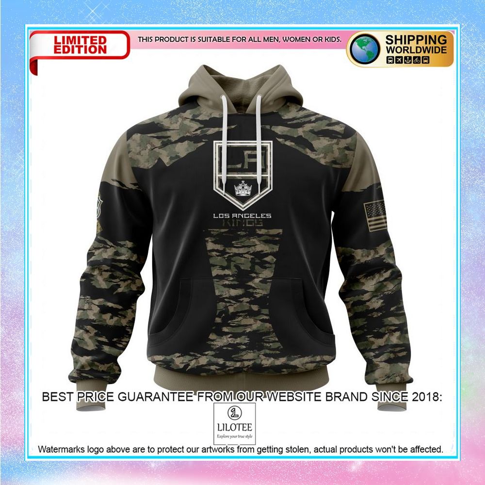personalized nhl los angeles kings honors veterans and military members shirt hoodie 1 353