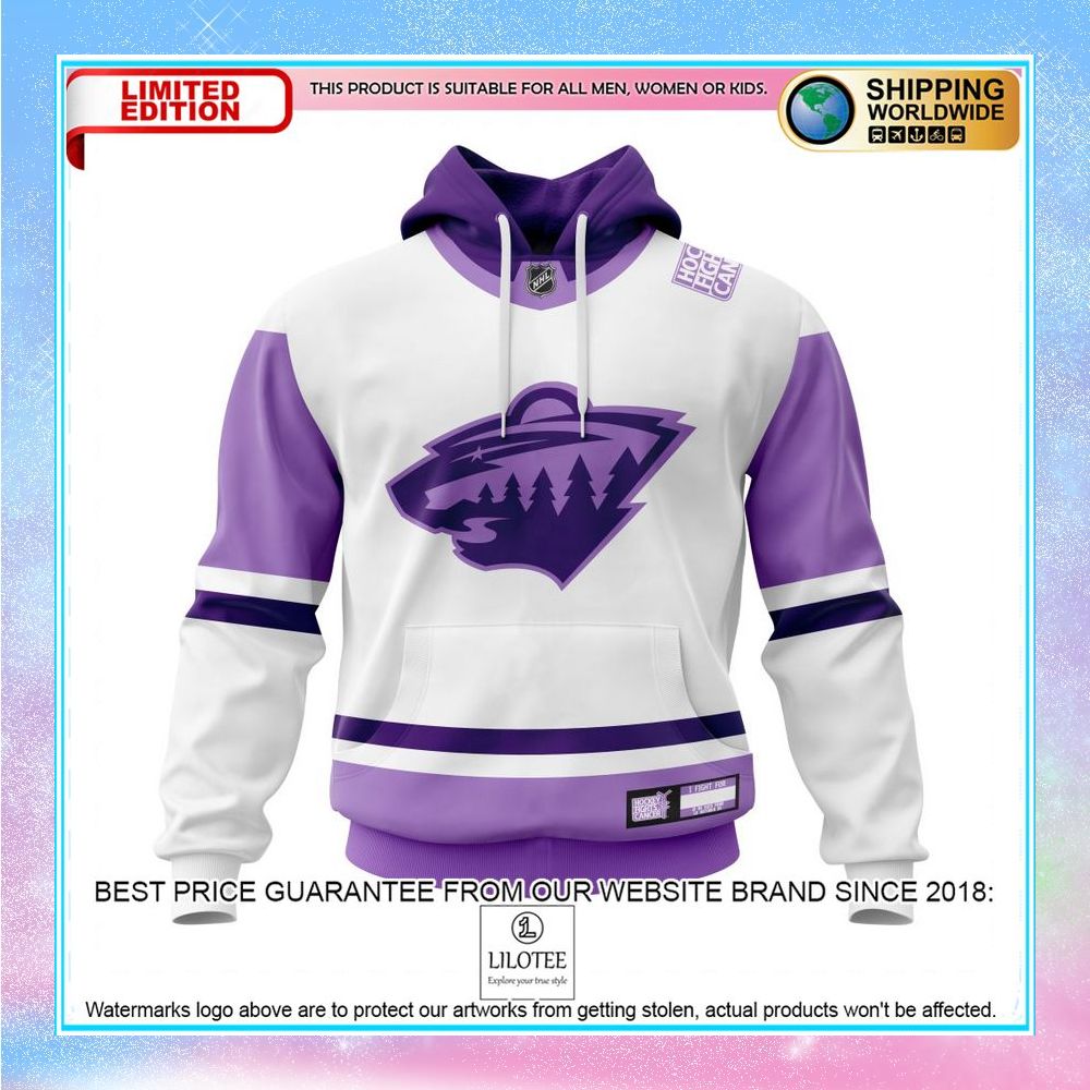 personalized nhl minnesota wild 2021 fights cancer shirt hoodie 1 635
