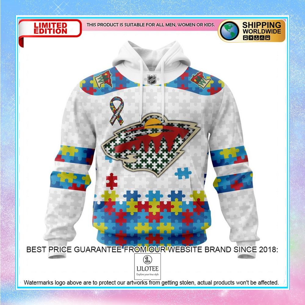 personalized nhl minnesota wild autism awareness shirt hoodie 1 569