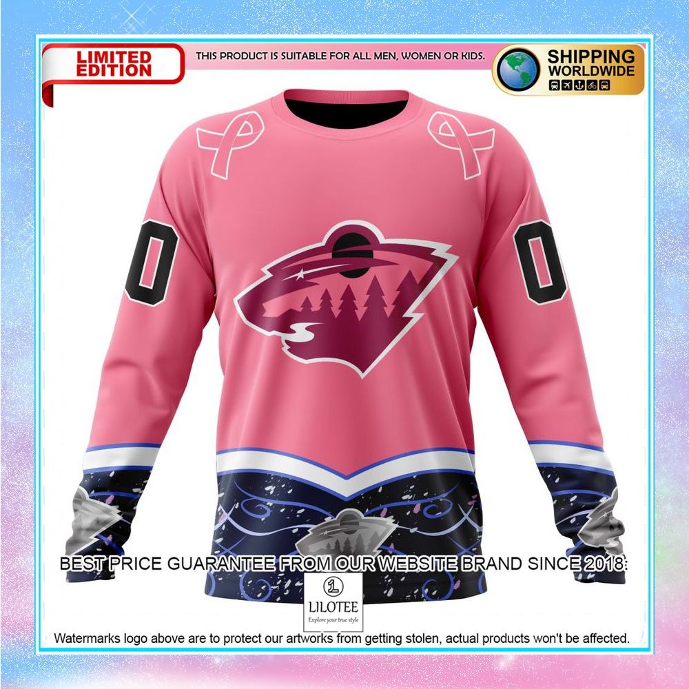 personalized nhl minnesota wild hockey fights cancer shirt hoodie 6 208