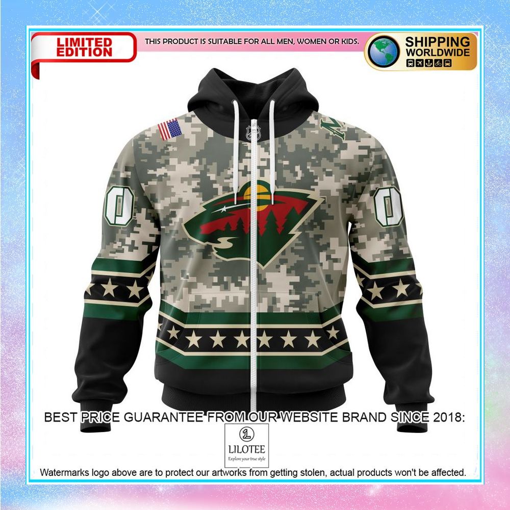 personalized nhl minnesota wild honor military camo shirt hoodie 2 138