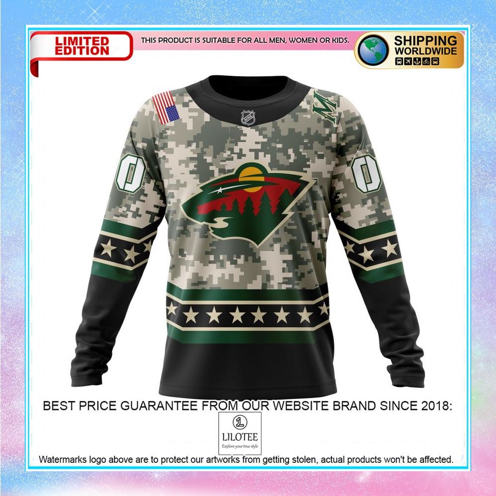 personalized nhl minnesota wild honor military camo shirt hoodie 6 428