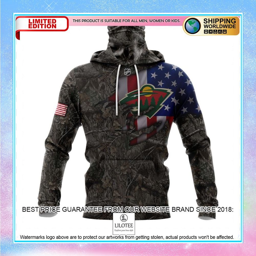 personalized nhl minnesota wild hunting camo realtree shirt hoodie 4 892