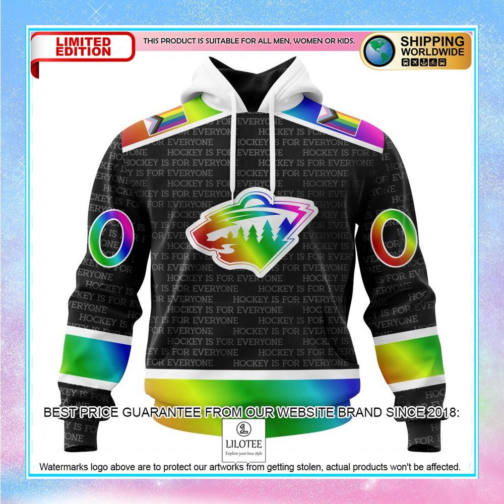 personalized nhl minnesota wild pride design hockey is for everyone shirt hoodie 1 359