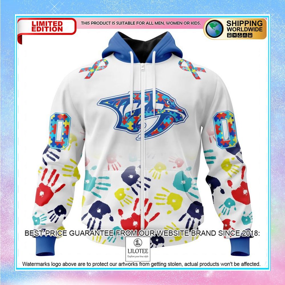 personalized nhl nashville predators autism awareness design shirt hoodie 2 530
