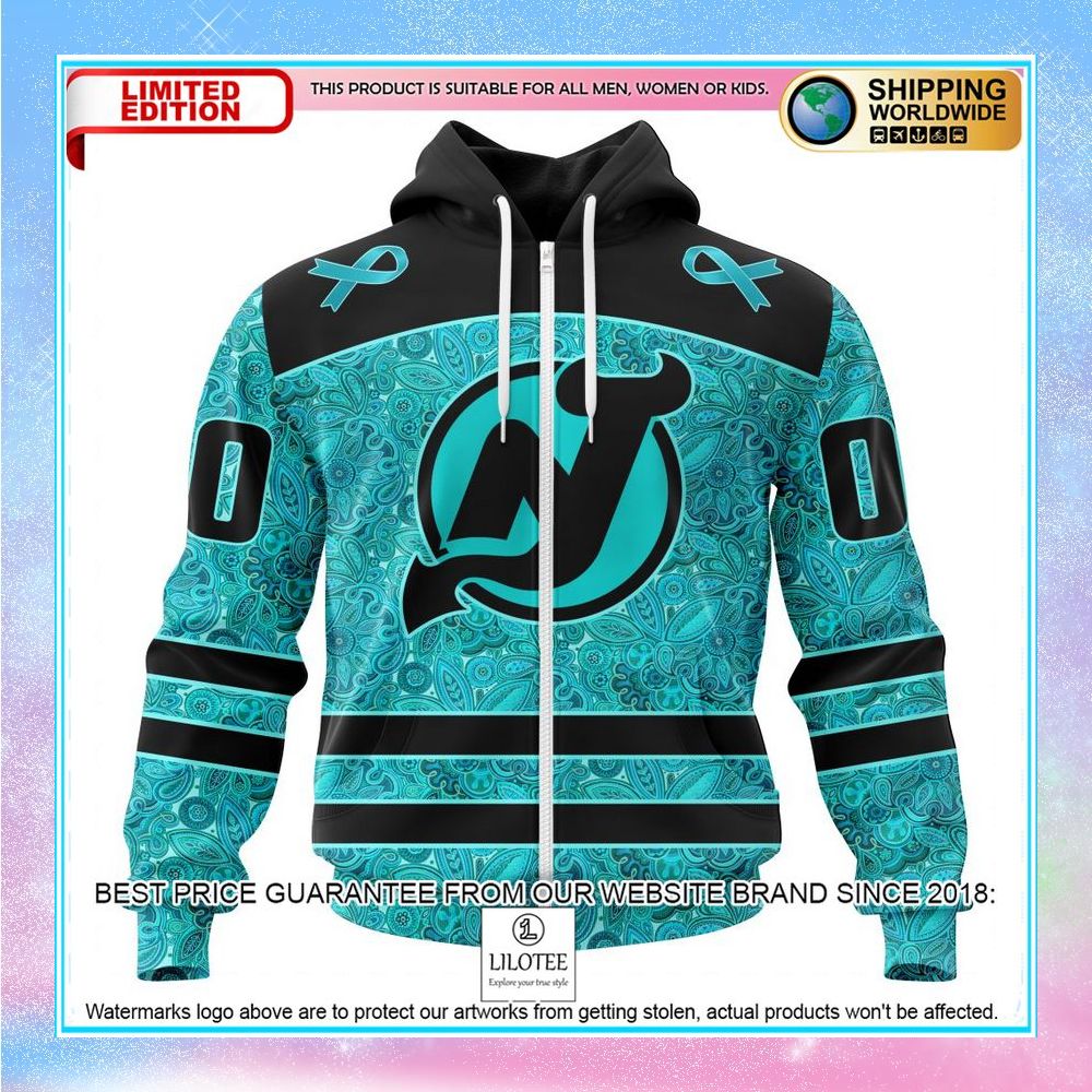 personalized nhl new jersey devils design fight ovarian cancer shirt hoodie 2 523