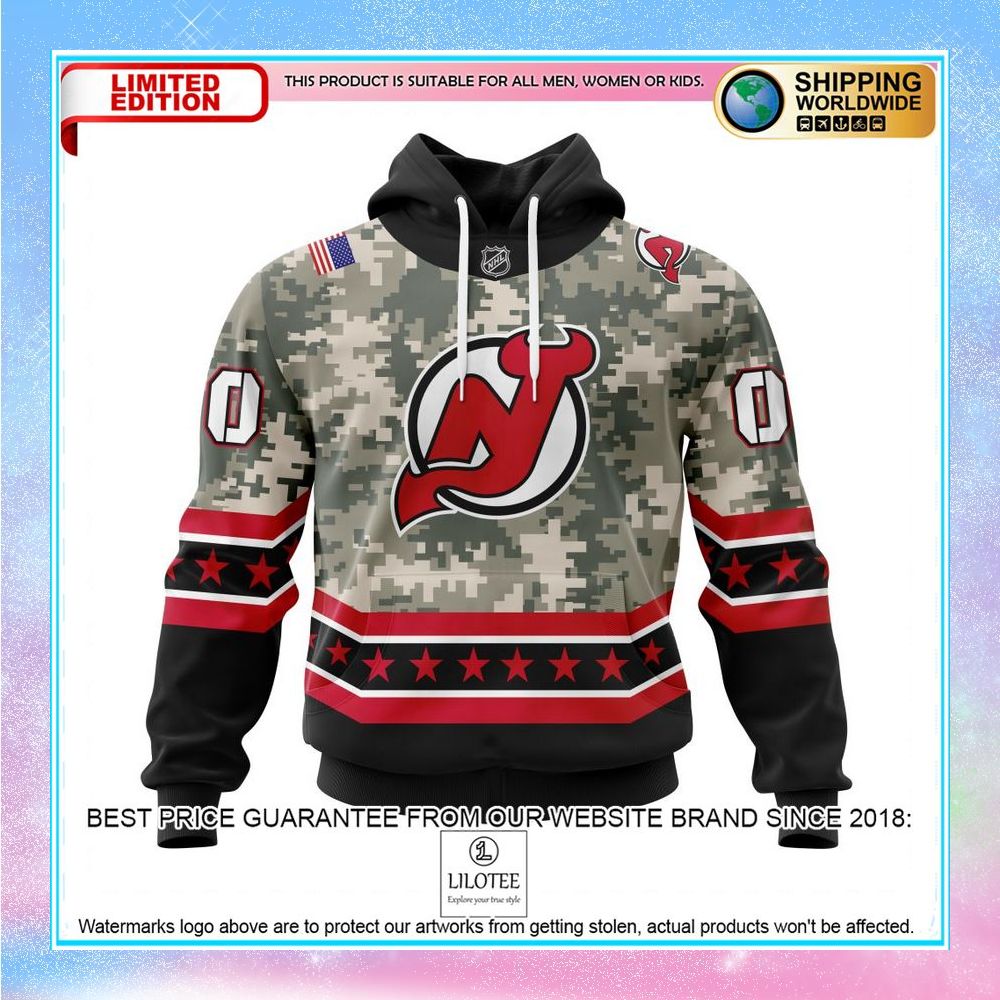 personalized nhl new jersey devils honor military with camo shirt hoodie 1 952