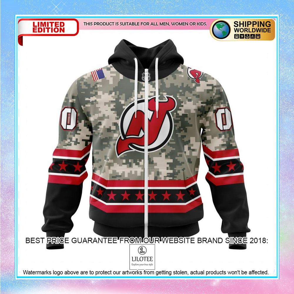 personalized nhl new jersey devils honor military with camo shirt hoodie 2 347