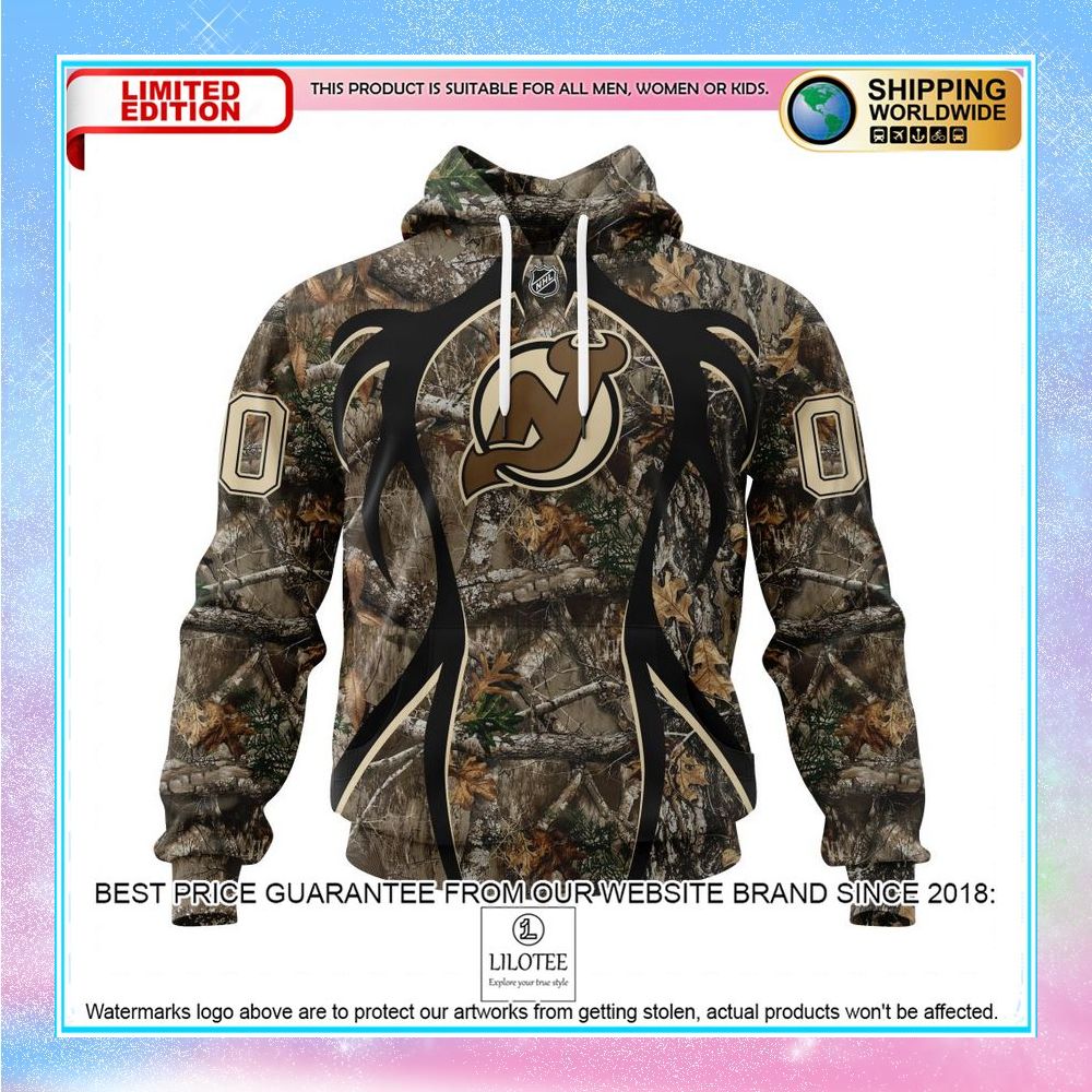 personalized nhl new jersey devils hunting realtree camo shirt hoodie 1 829