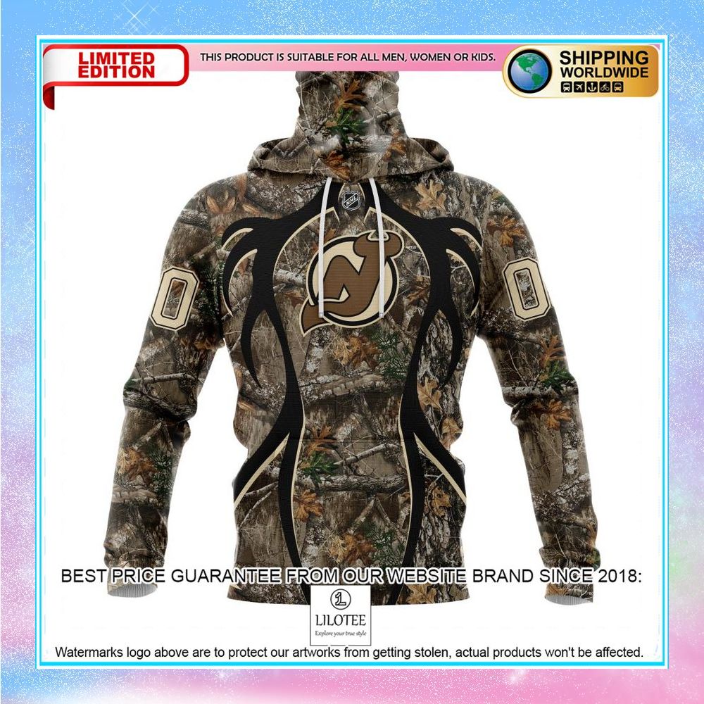 personalized nhl new jersey devils hunting realtree camo shirt hoodie 4 598