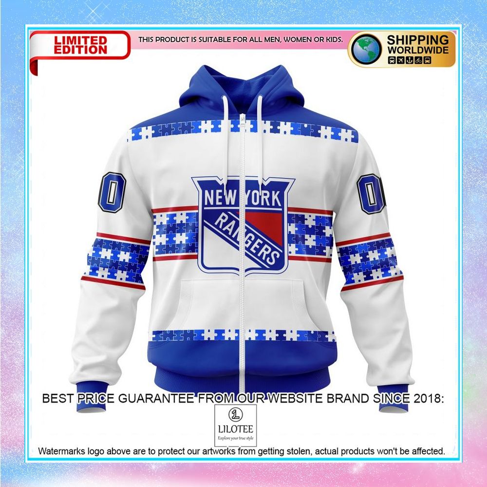 personalized nhl new york rangers autism awareness shirt hoodie 2 251