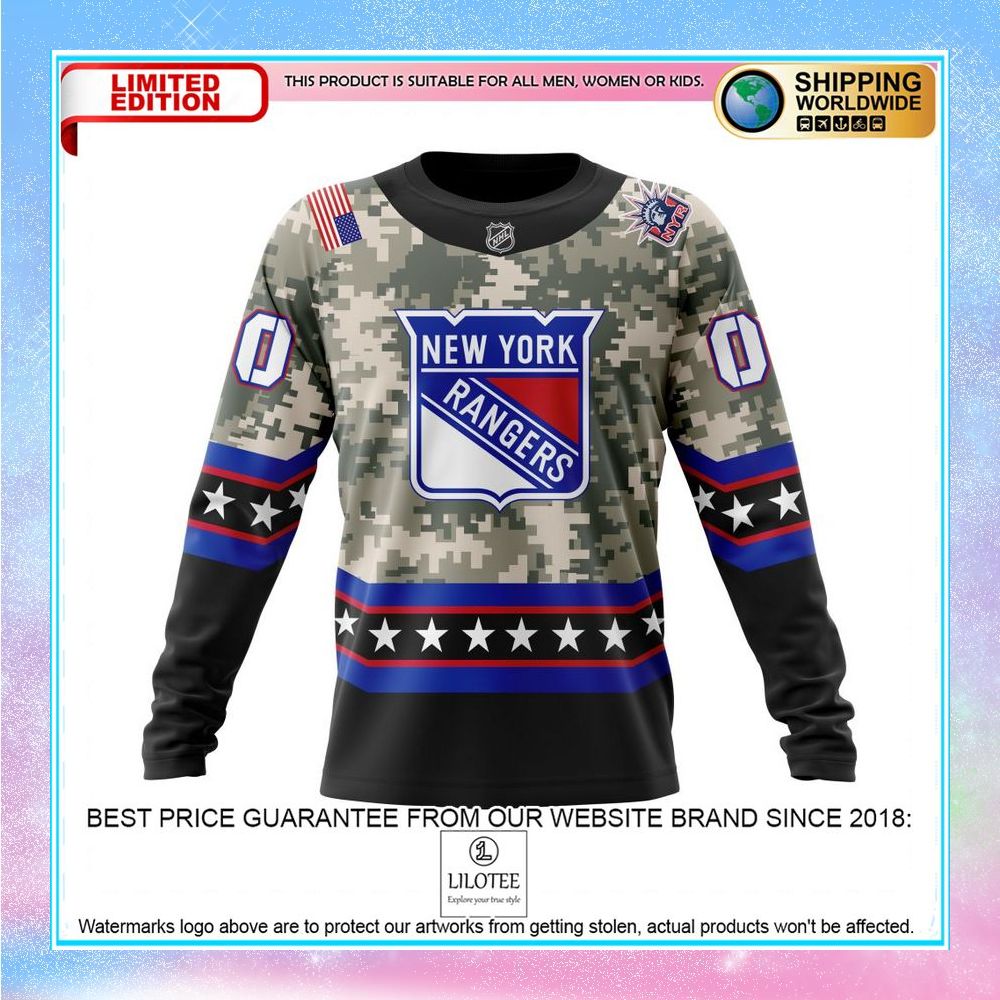 personalized nhl new york rangers honor military camo shirt hoodie 6 949