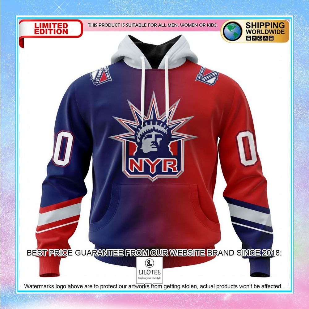 personalized nhl new york rangers retro gradient design shirt hoodie 1 35