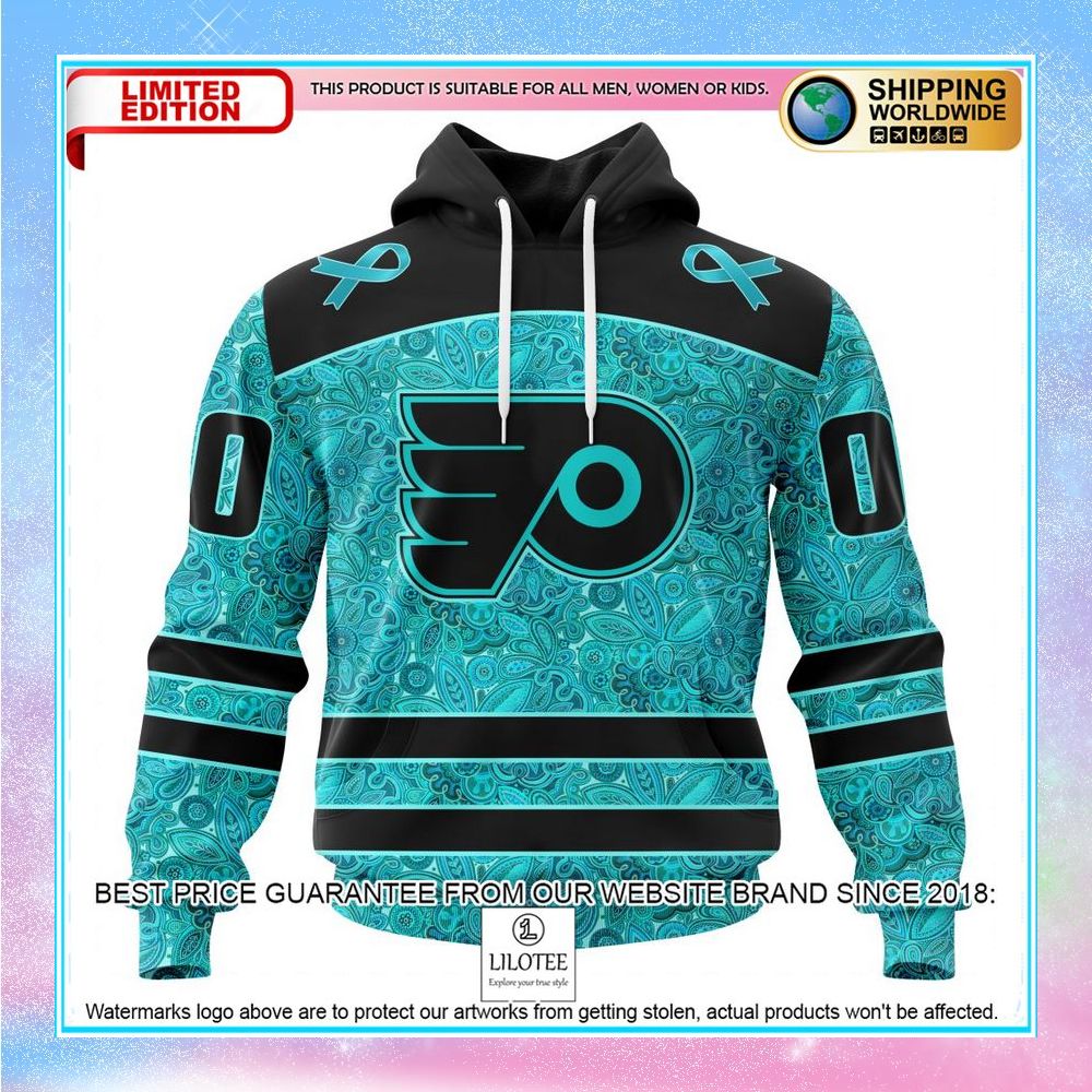 personalized nhl philadelphia flyers design fight ovarian cancer shirt hoodie 1 469