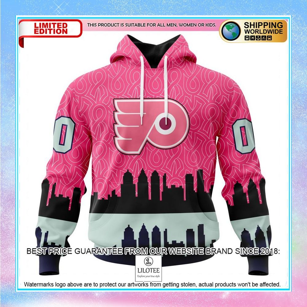 personalized nhl philadelphia flyers hockey fights against cancer shirt hoodie 1 958