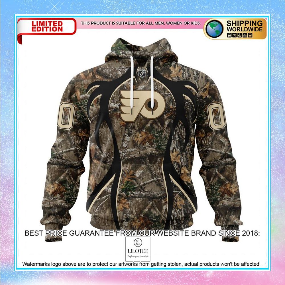 personalized nhl philadelphia flyers hunting realtree camo shirt hoodie 1 169