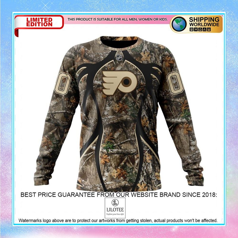 personalized nhl philadelphia flyers hunting realtree camo shirt hoodie 6 760