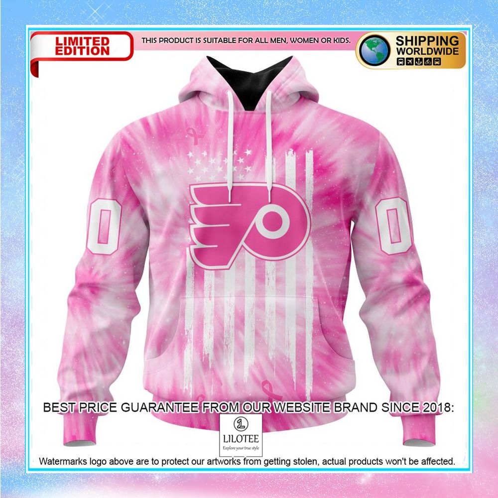 personalized nhl philadelphia flyers pink tie dye shirt hoodie 1 175