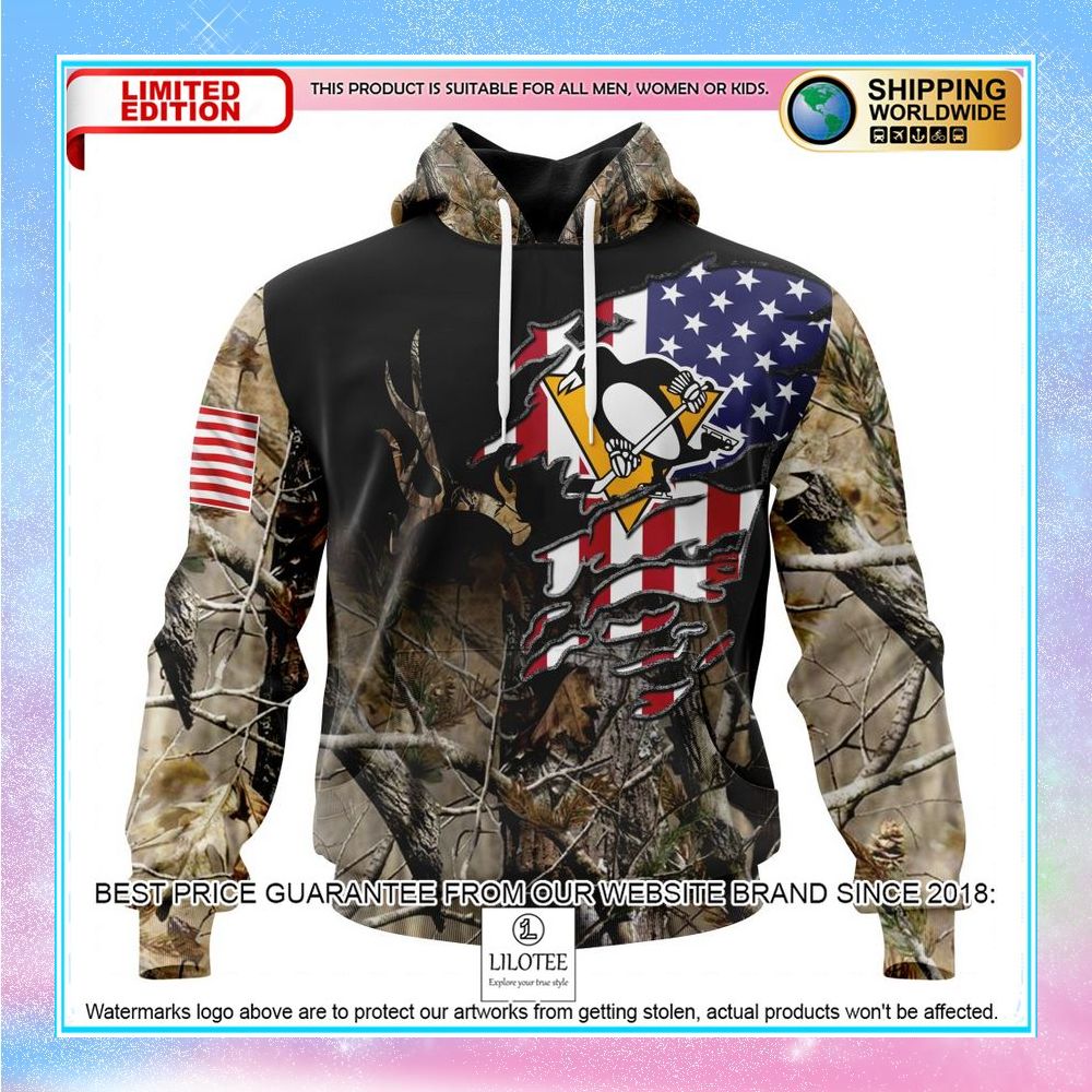 personalized nhl pittsburgh penguins camo realtree hunting shirt hoodie 1 644